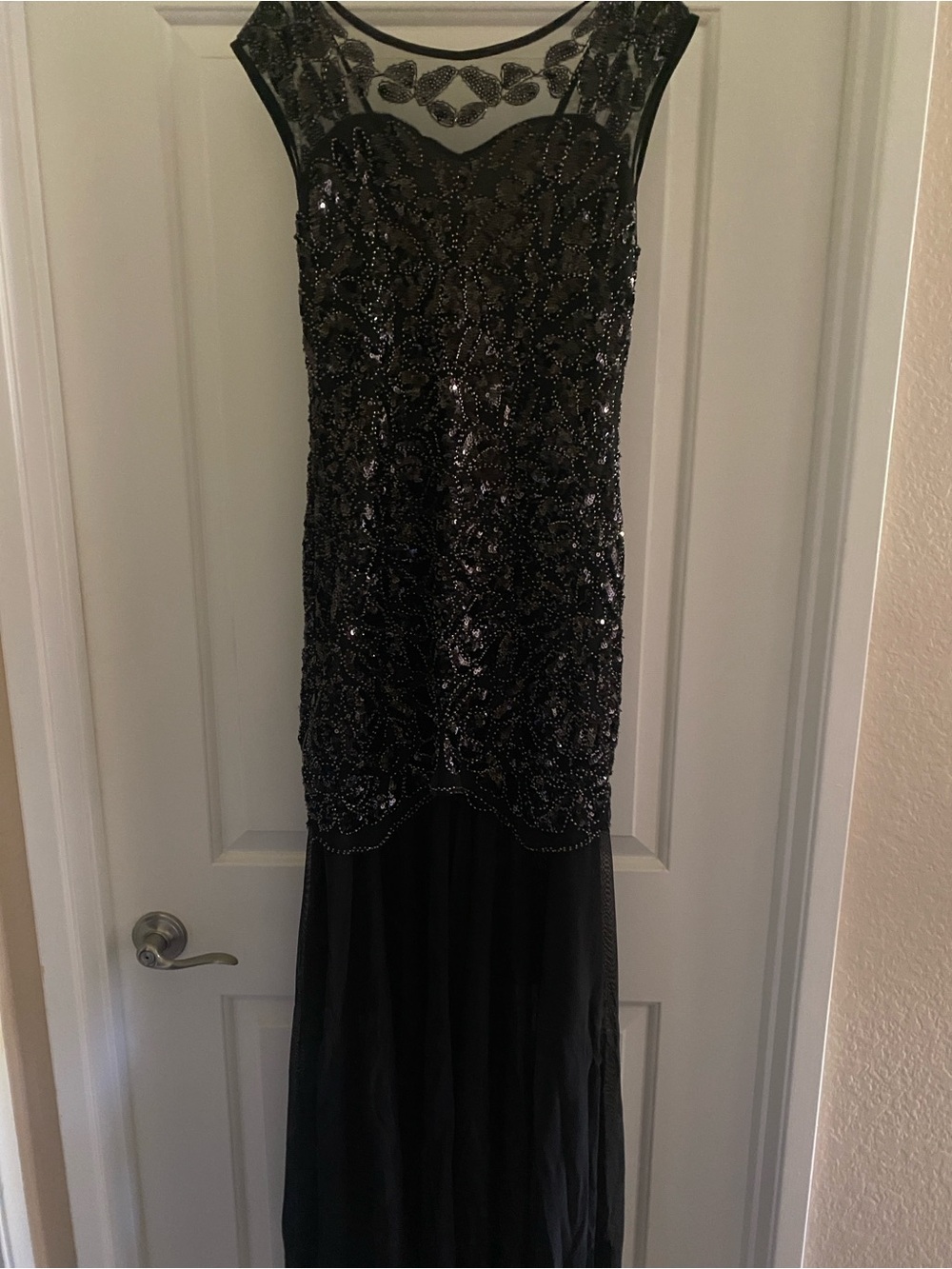 Black Beaded Evening Gown - 1920s Dress